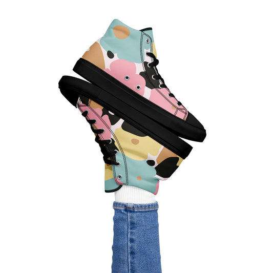 Baskets hautes en toile femme - Fleuri, Pastel – Légères et confortables – Minimaliste