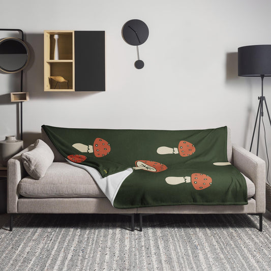 Plaid Doux Personnalisable – Couverture Chaude, Confortable, Légère – microfibre moelleuse –  Salon, Canapé - Design Minimaliste Champignons