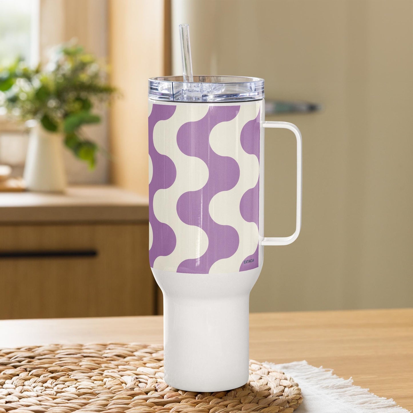 Mug Isotherme Inox - Mug de Voyage Isotherme en Acier Inoxydable avec Anse â Design Graphique - THERMOS, gobelet - Durable, LĂ©ger, Ătanche