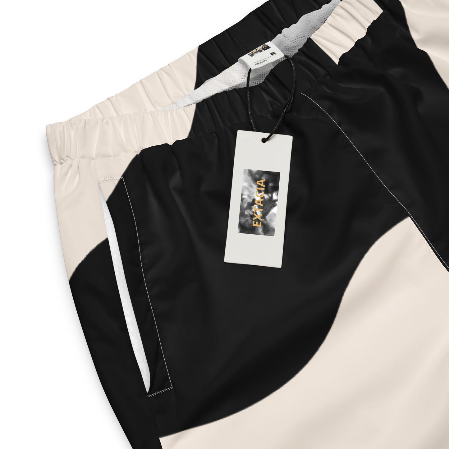 Pantalon de survêtement pour homme – Beige & Noir – Coupe confortable, motif graphique - Minimaliste