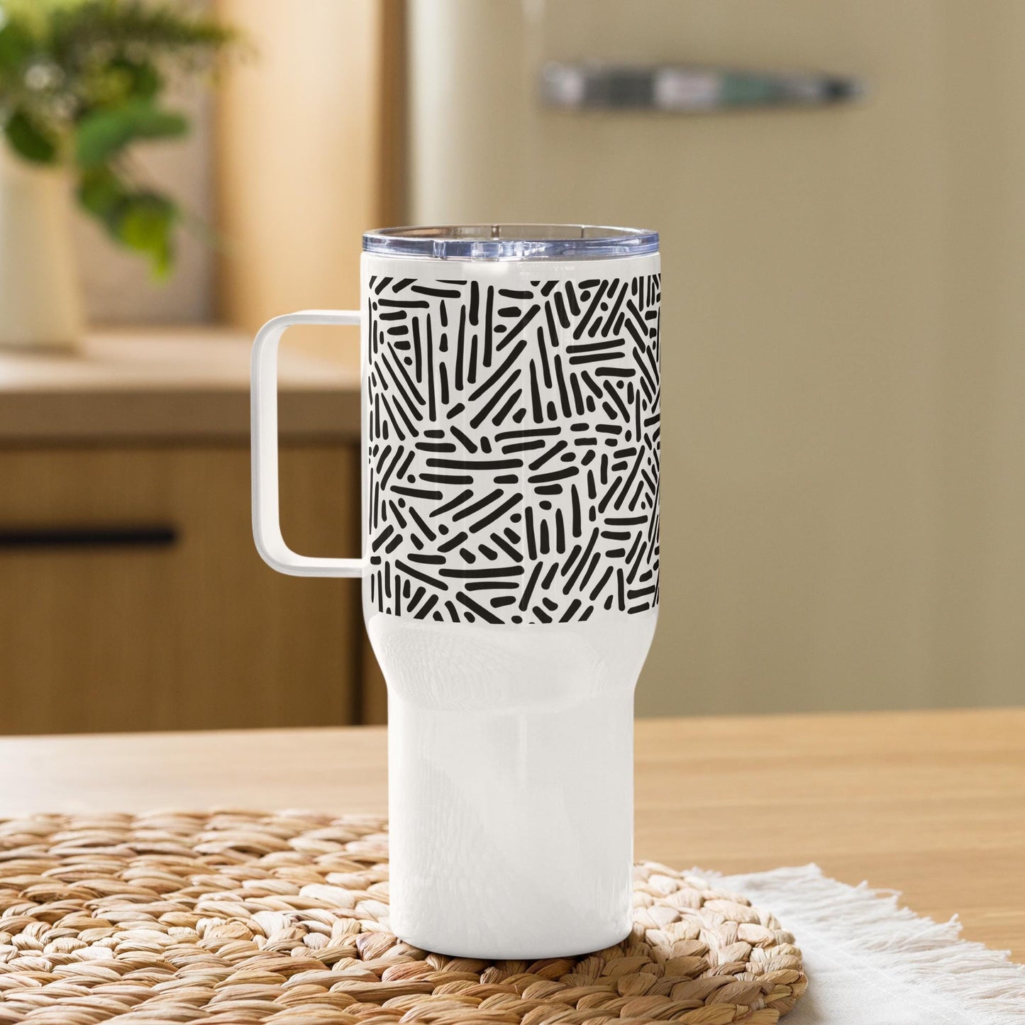 Mug Isotherme Inox - Mug de Voyage Isotherme en Acier Inoxydable avec Anse â Design Graphique - THERMOS, gobelet - Durable, LĂ©ger, Ătanche