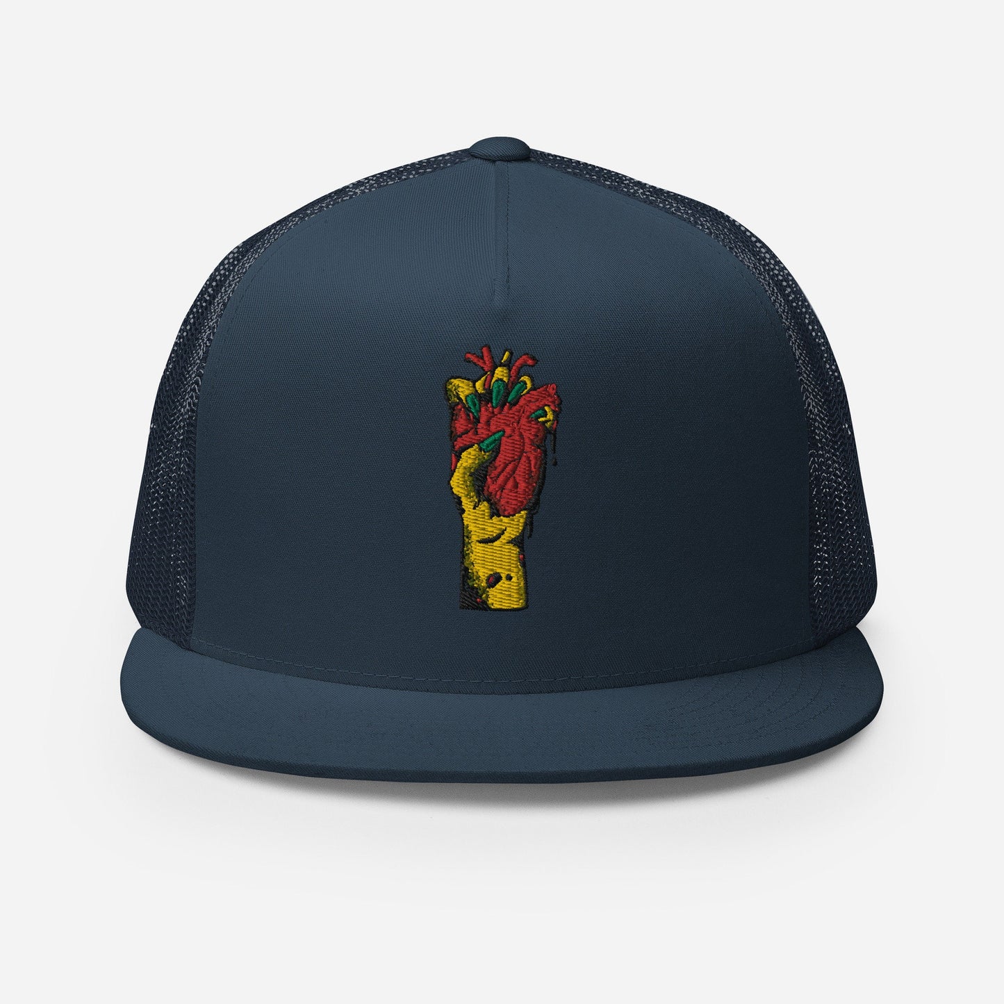 Casquette Trucker Minimaliste en Coton avec Motif Brodé, dos en maille – Unisexe - filet respirant, Style rétro, design "Coeur déjà pris"
