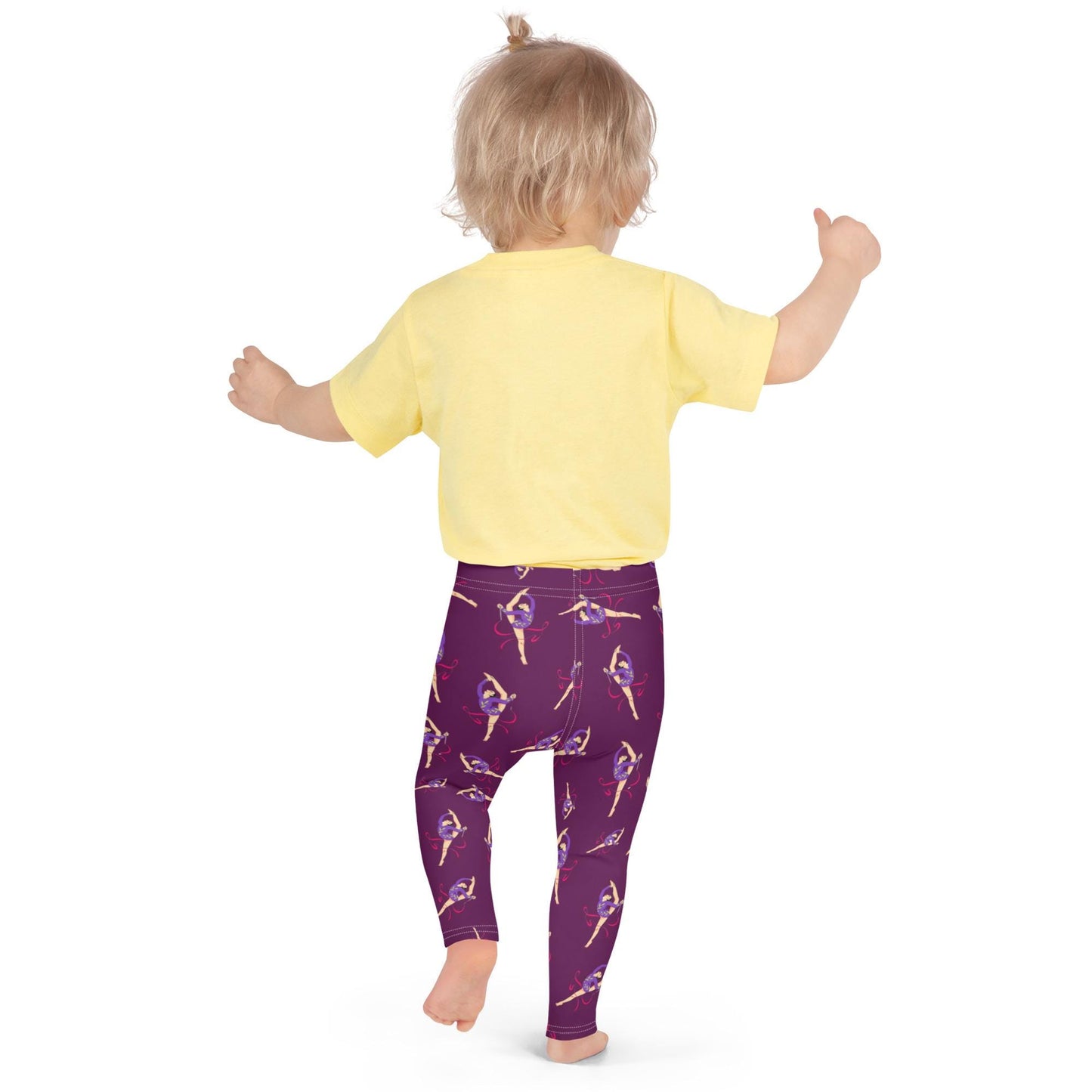 Legging pour petite fille – Mauve – Doux, extensible, toutes saisons – Motif Gymnaste Danseuse