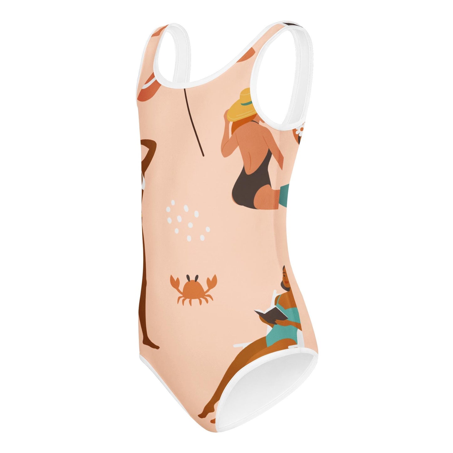 Maillot de bain 1 pièce pour petite fille – Saumon – Confort, maintien & séchage rapide – Design Estival