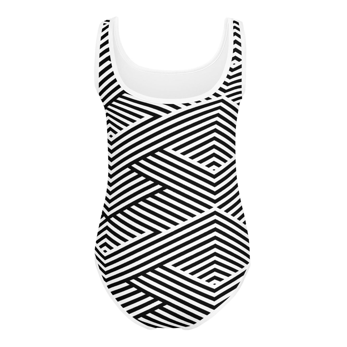 Maillot de bain 1 pièce pour petite fille – Blanc & Noir – Confort, maintien & séchage rapide – Graphique