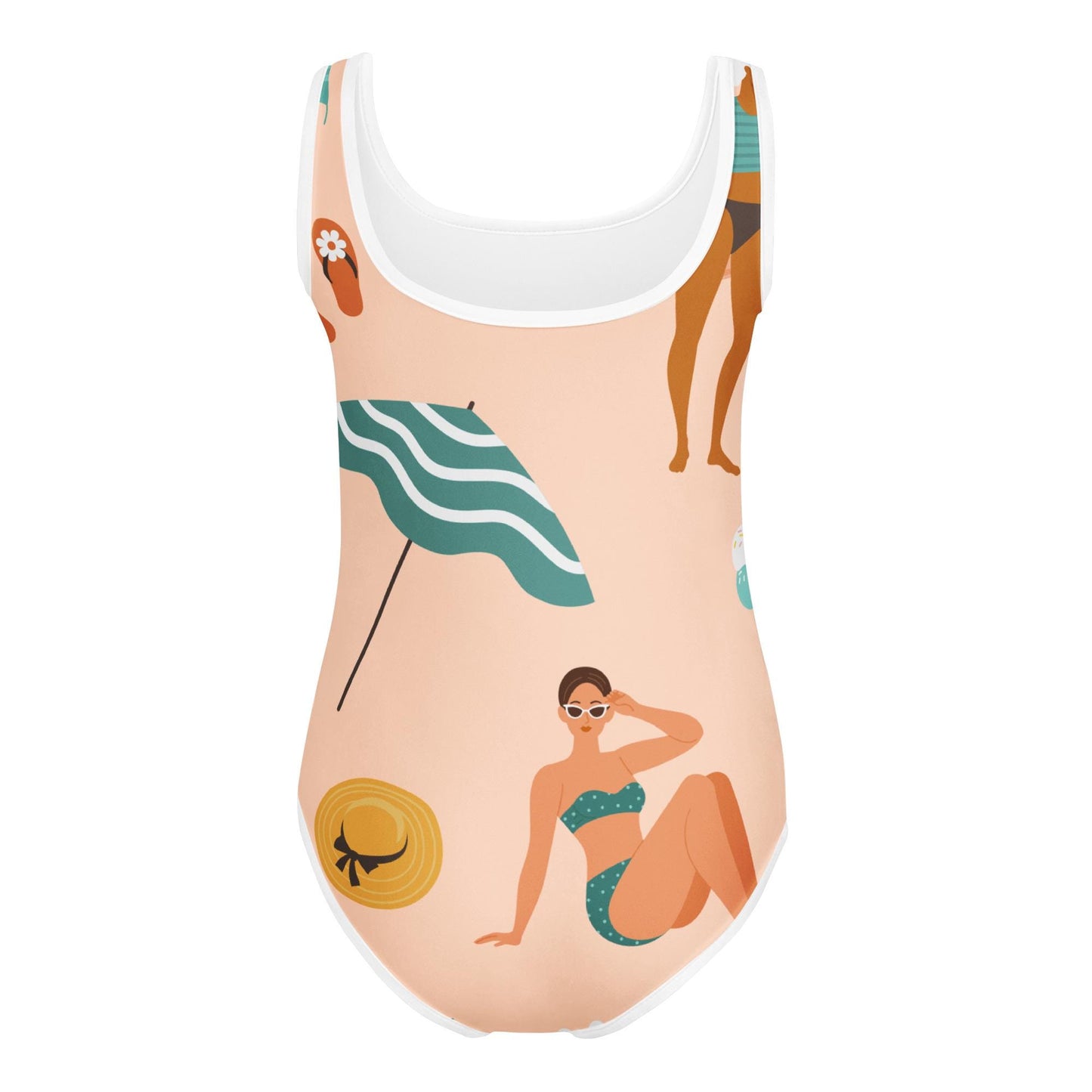 Maillot de bain 1 pièce pour petite fille – Saumon – Confort, maintien & séchage rapide – Design Estival