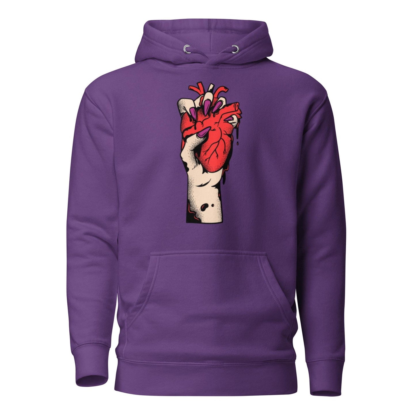 Sweat à capuche homme - 100 % coton – vue de face, coupe confortable - pourpre  – Coeur déjà pris, rouge