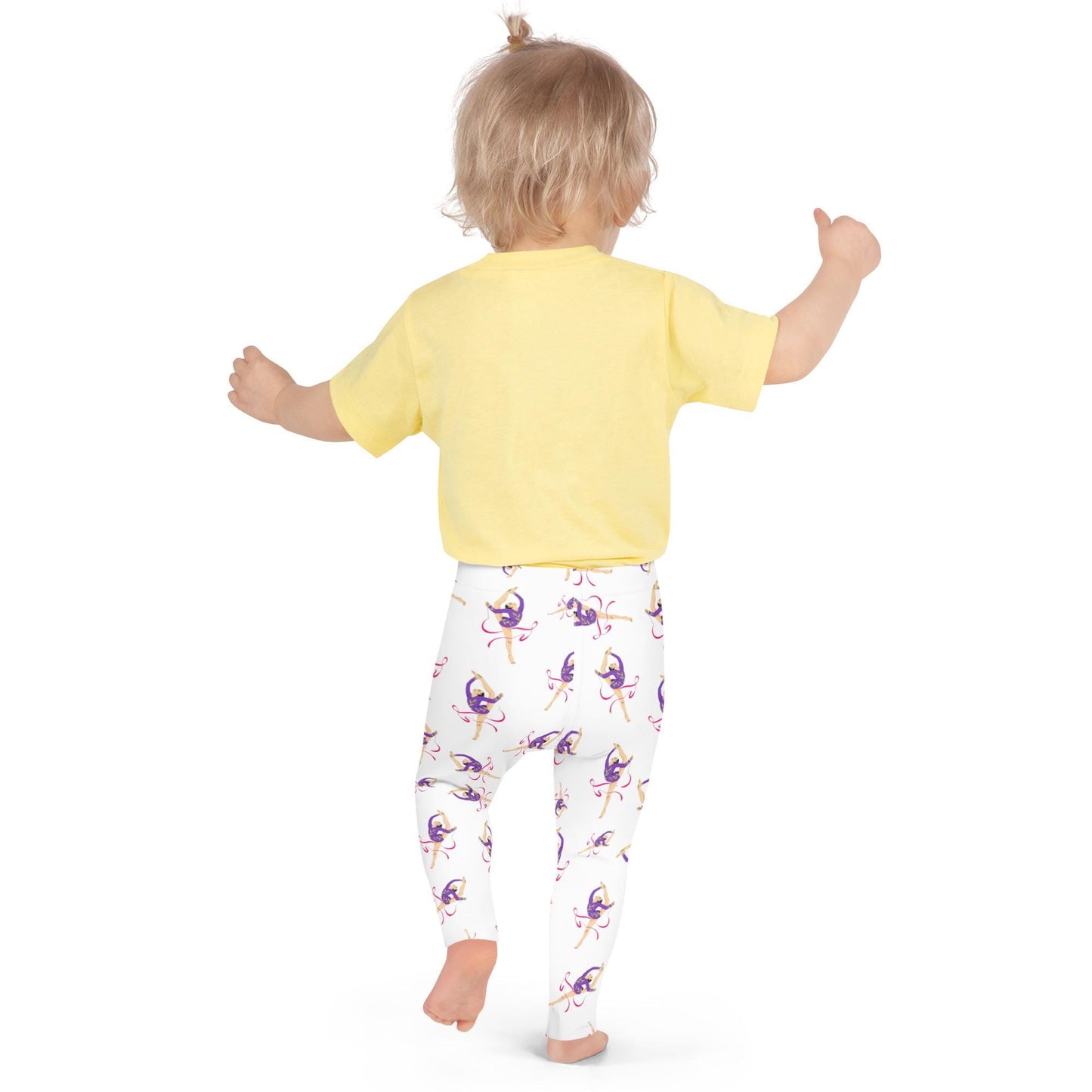 Legging pour petite fille – Blanc – Doux, extensible, toutes saisons – Motif Gymnaste Danseuse