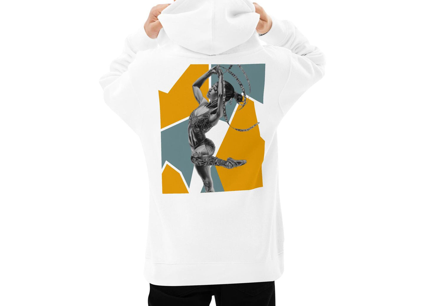 Sweat à capuche pour petite fille & ado – Jaune & Kaki – Coton-mélange, pull chaud & doux – Motif Gymnaste Danseuse