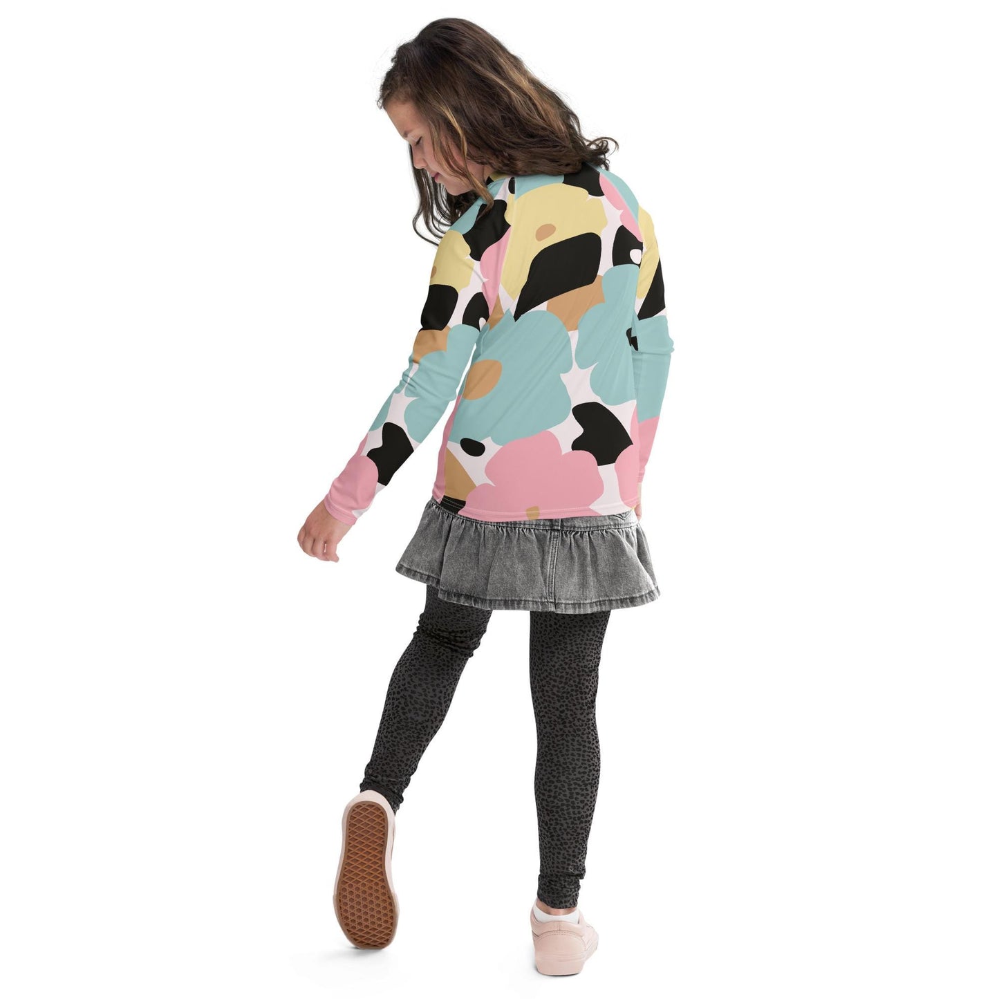 Rash guard pour fille ado – Pastel, Fleuri – Compression légère, respirant & séchage rapide – Minimaliste