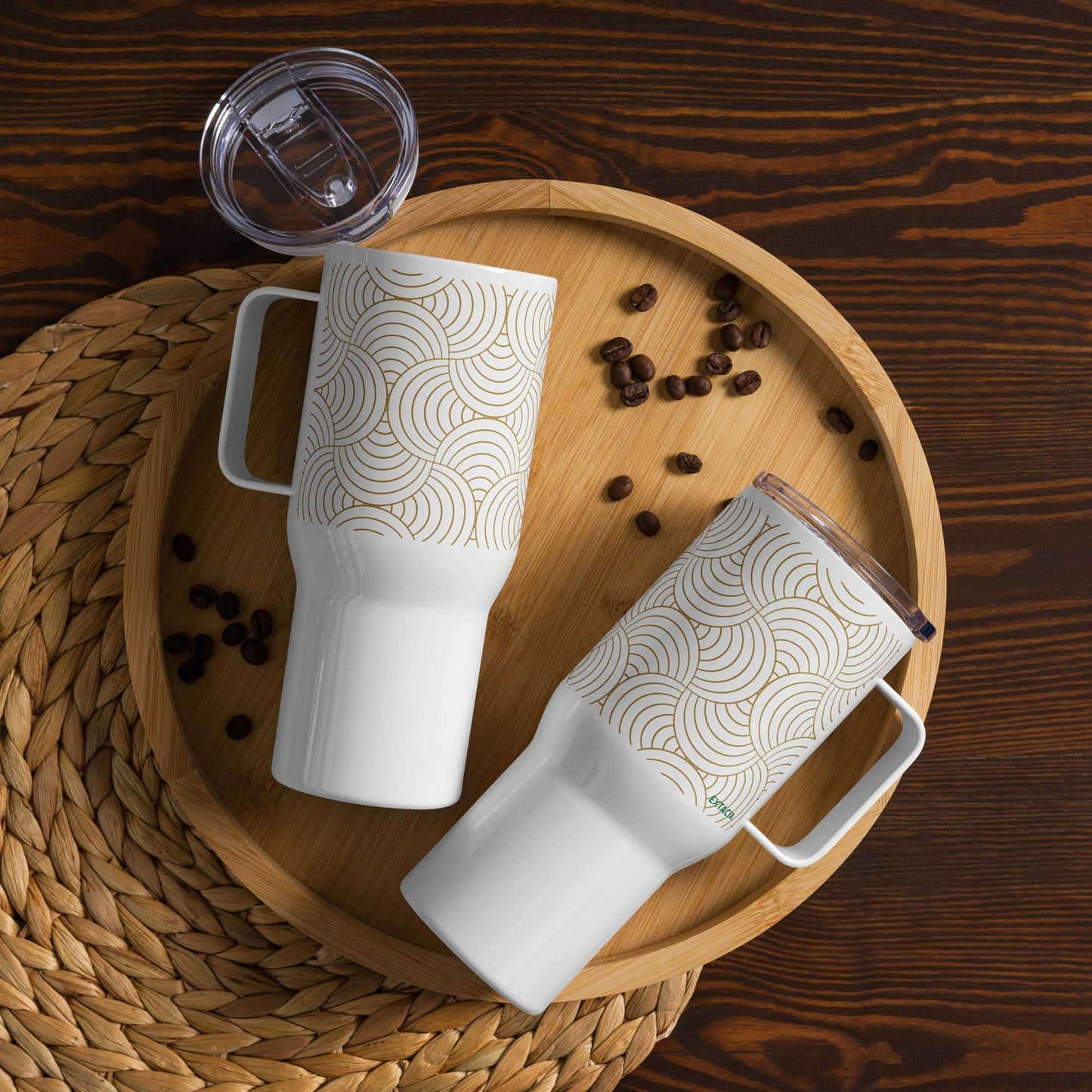Mug Isotherme Inox - Mug de Voyage Isotherme en Acier Inoxydable avec Anse â Design Graphique - THERMOS, gobelet - Durable, LĂ©ger, Ătanche