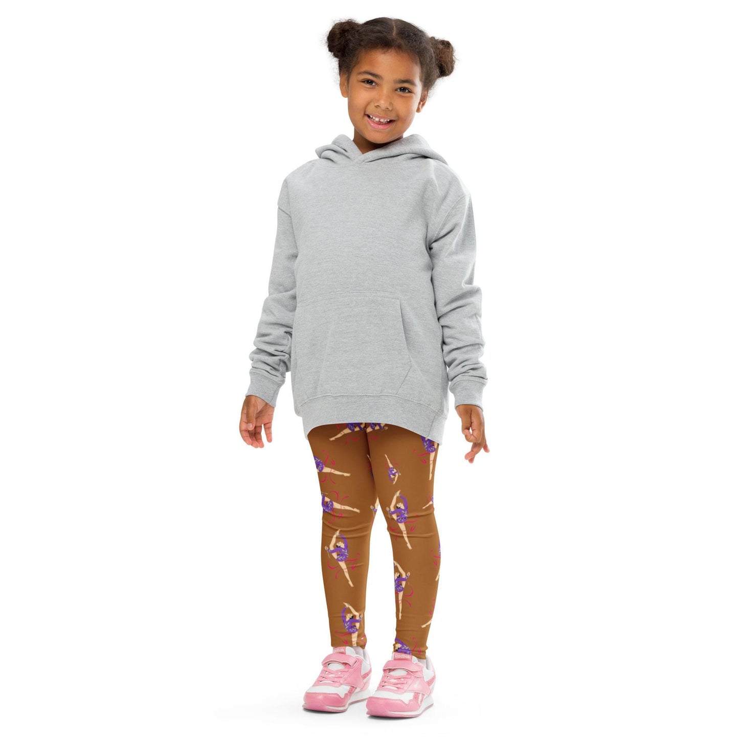 Legging pour petite fille – Caramel – Doux, extensible, toutes saisons – Motif Gymnaste Danseuse