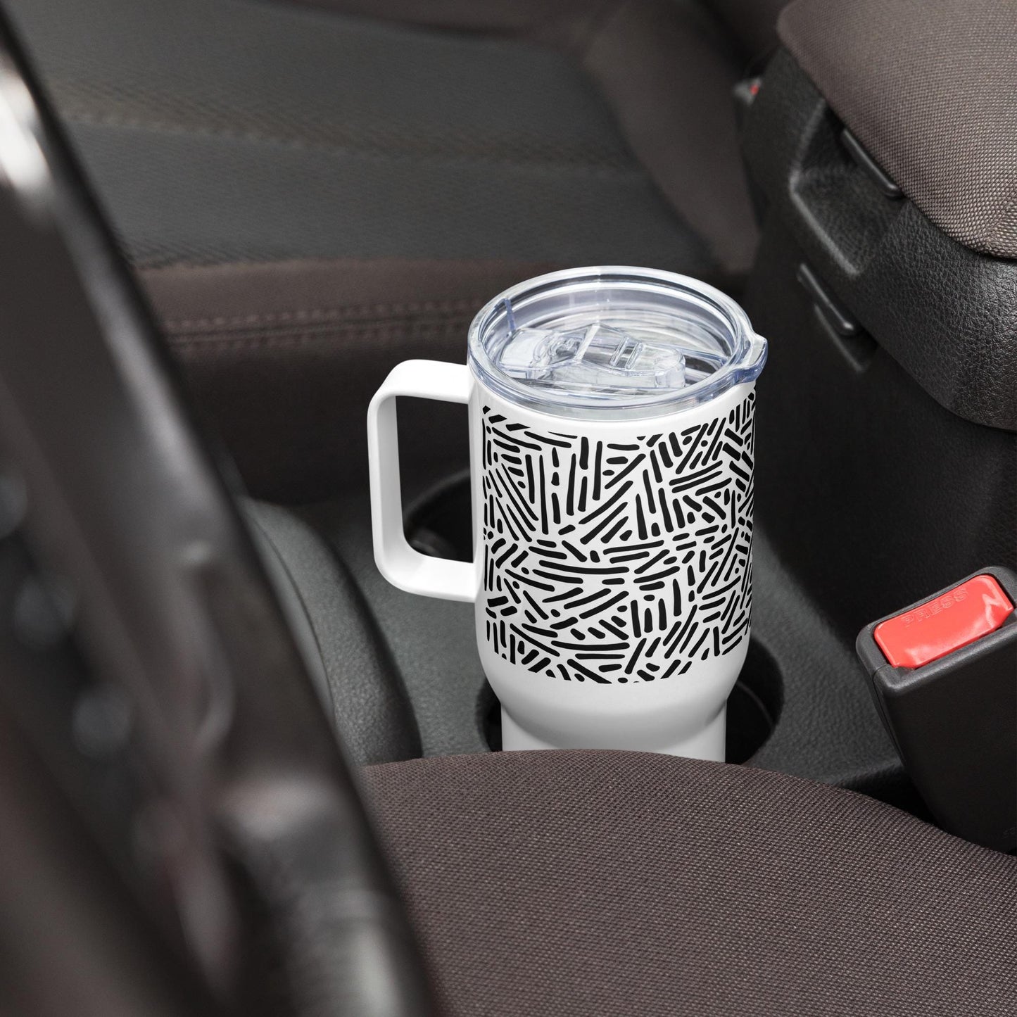 Mug Isotherme Inox - Mug de Voyage Isotherme en Acier Inoxydable avec Anse â Design Graphique - THERMOS, gobelet - Durable, LĂ©ger, Ătanche