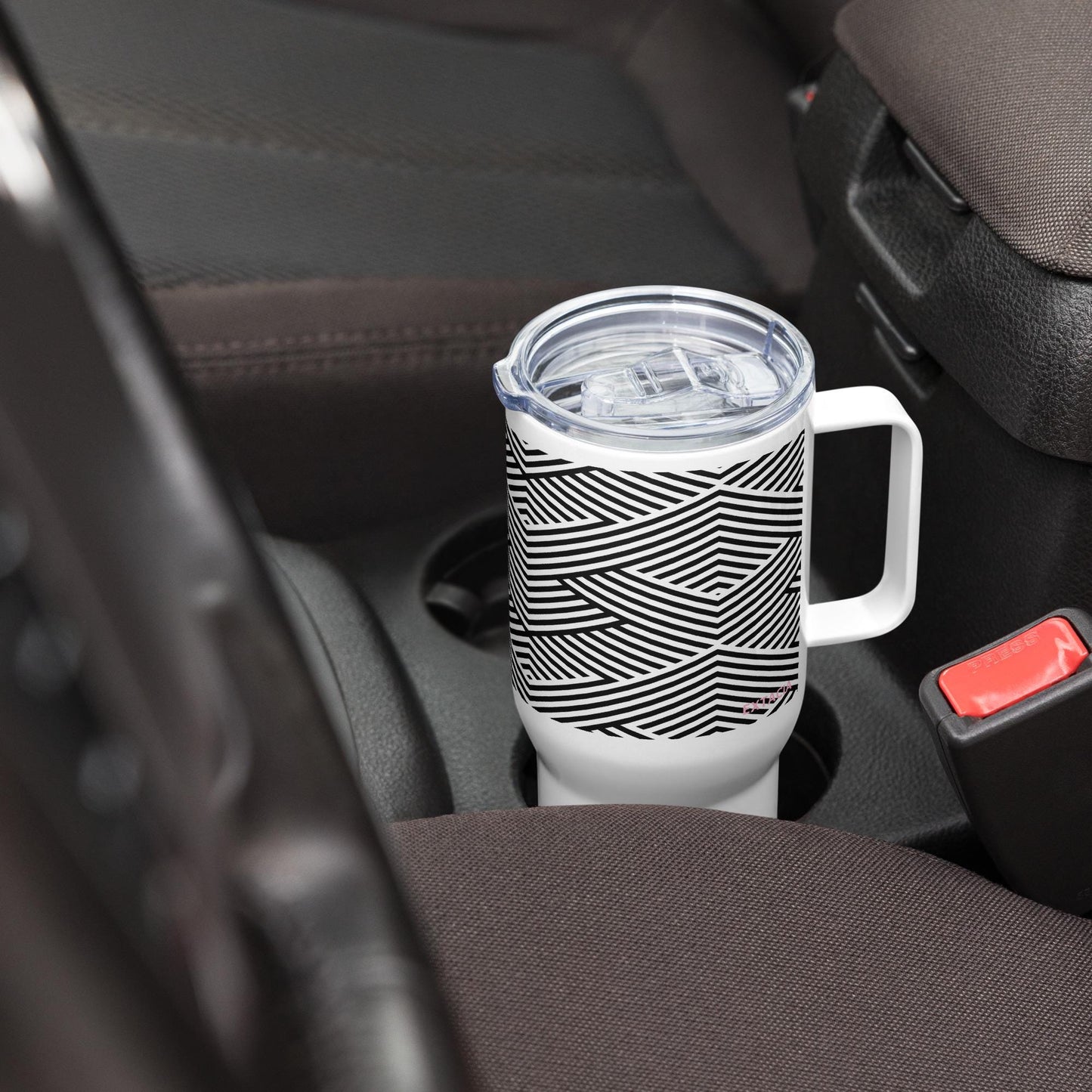 Mug Isotherme Inox - Mug de Voyage Isotherme en Acier Inoxydable avec Anse Design Artistique FĂ©minins Calligraphie - THERMOS gobelet Ătanche