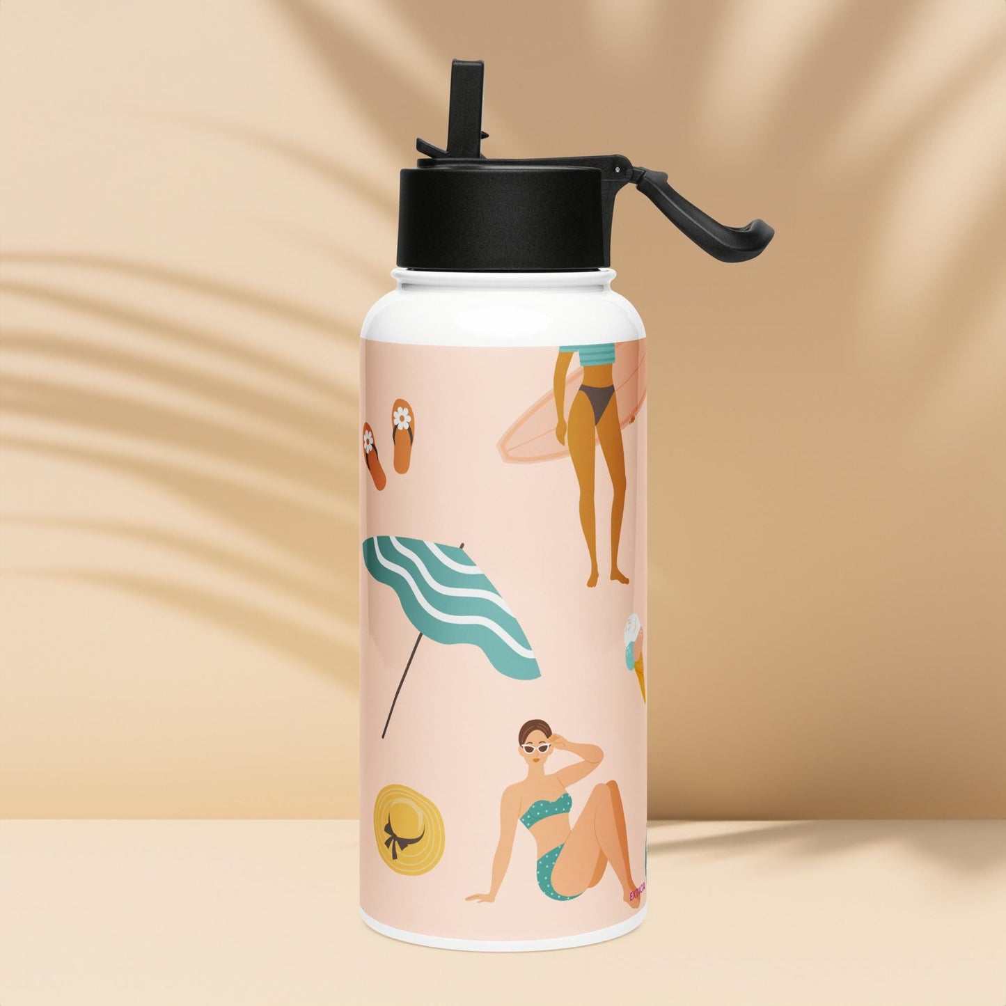 Gourde Inox 950 ml - avec paille – Étanche, isotherme, durable en acier inoxydable – Design estival