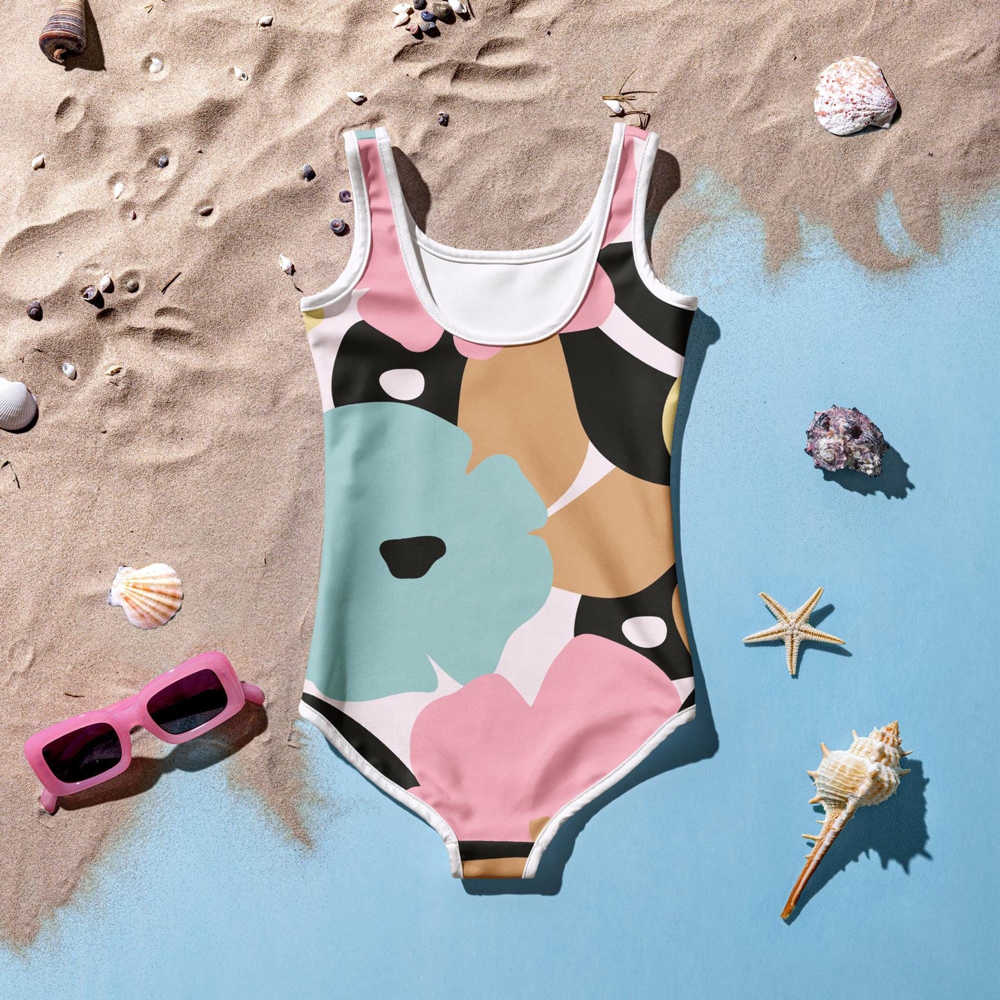 Maillot de bain 1 pièce pour petite fille – Fleuri, Pastel – Confort, maintien & séchage rapide – Minimaliste