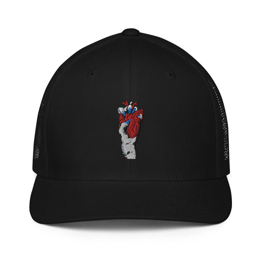 Casquette trucker unisexe noire – Dos en maille respirante, motif brodé – Coeur Déjà Pris