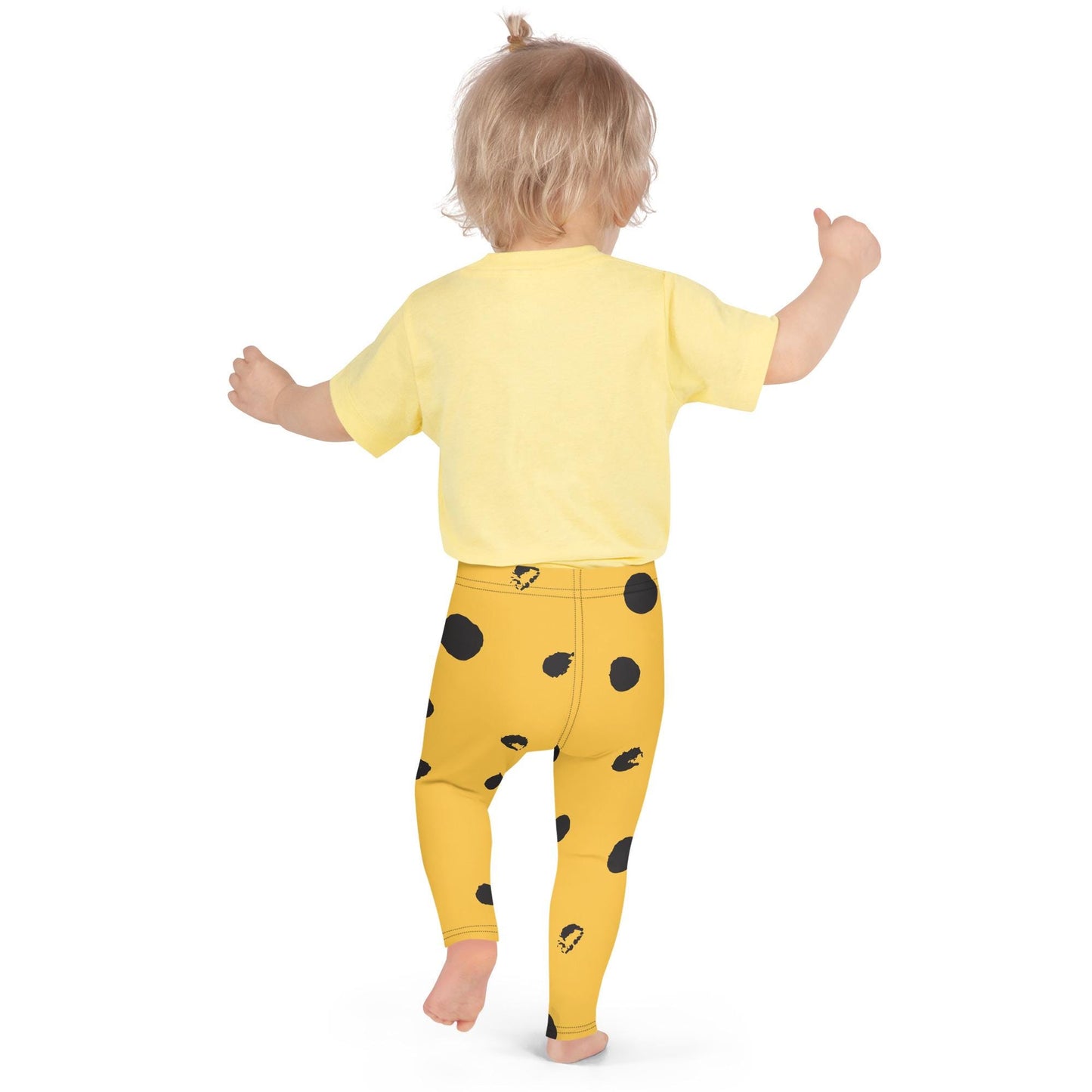 Legging pour petite fille – Jaune & Noir – Doux, extensible, toutes saisons – Motif Gymnaste Danseuse