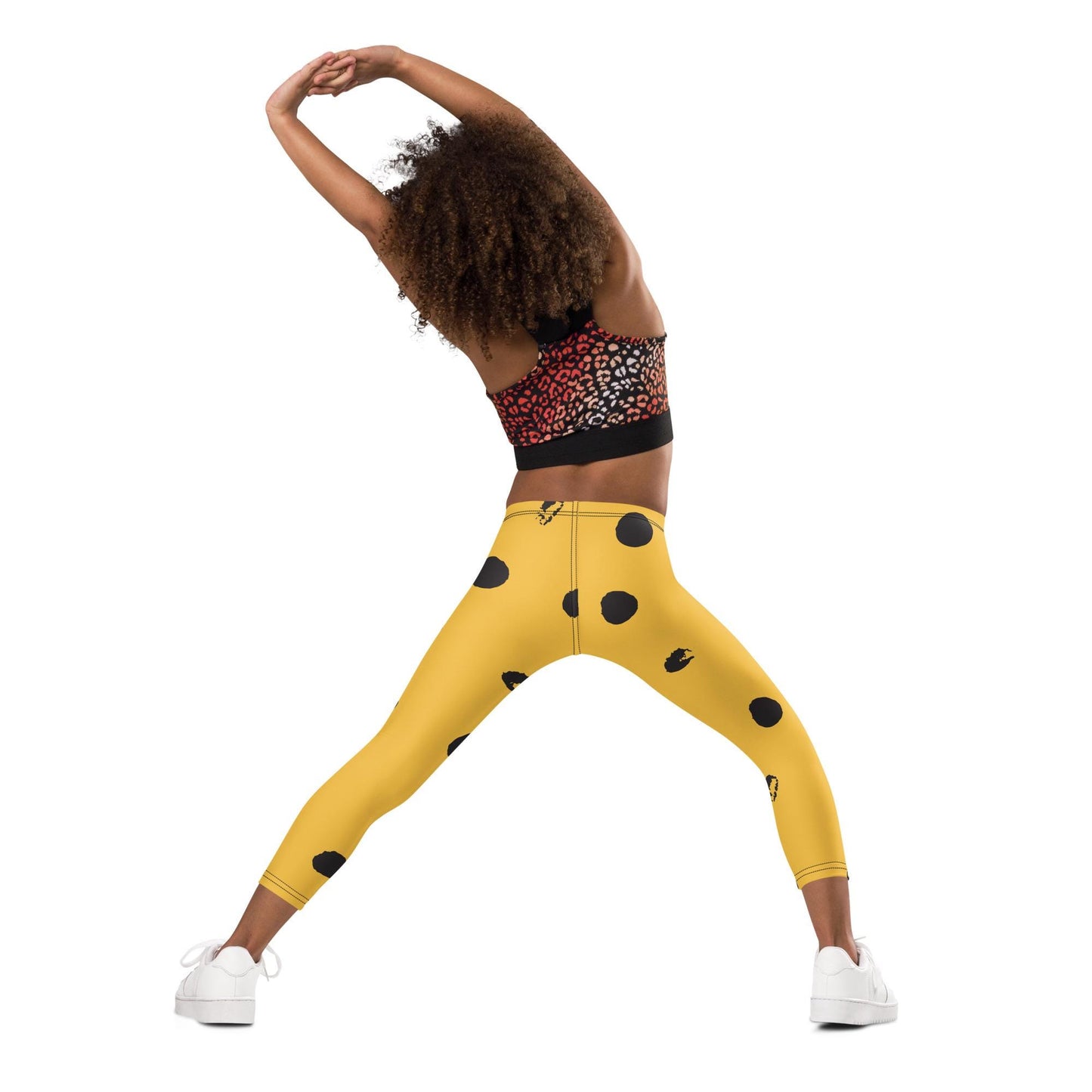 Legging pour petite fille – Jaune & Noir – Doux, extensible, toutes saisons – Motif Gymnaste Danseuse