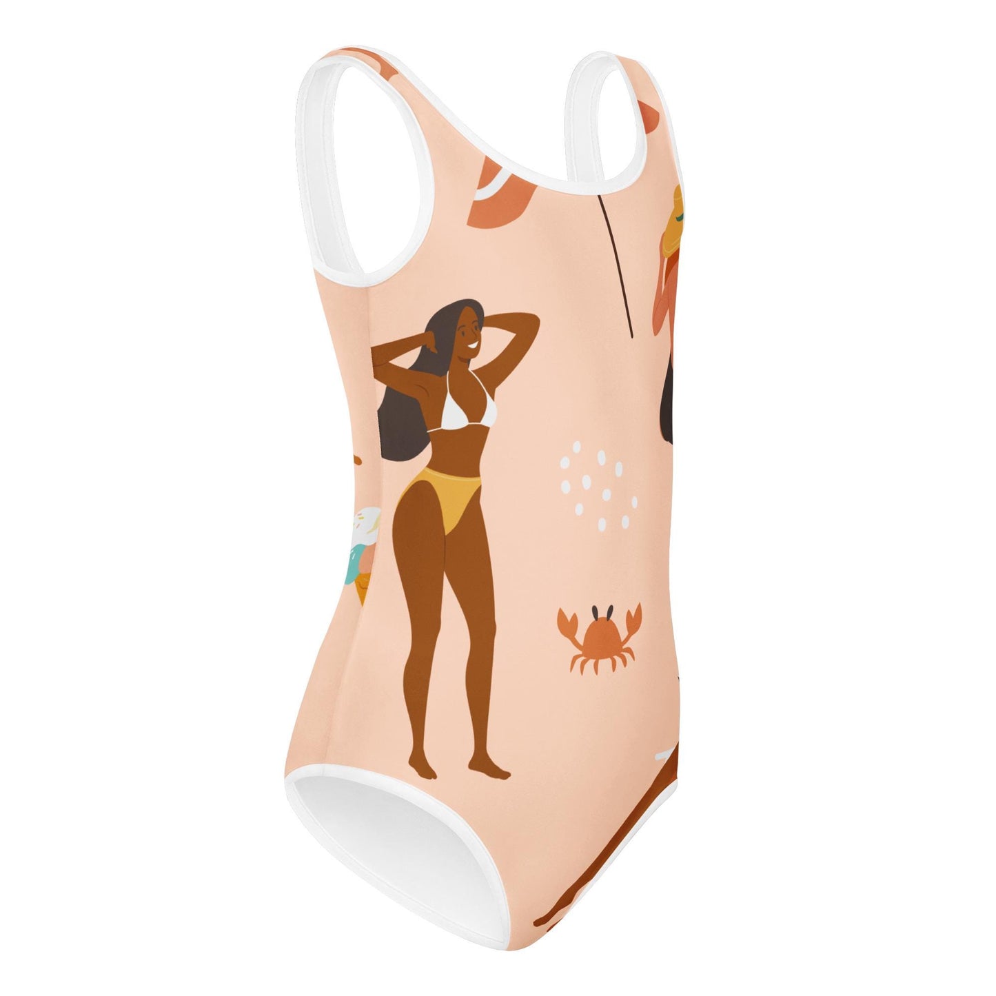 Maillot de bain 1 pièce pour petite fille – Saumon – Confort, maintien & séchage rapide – Design Estival