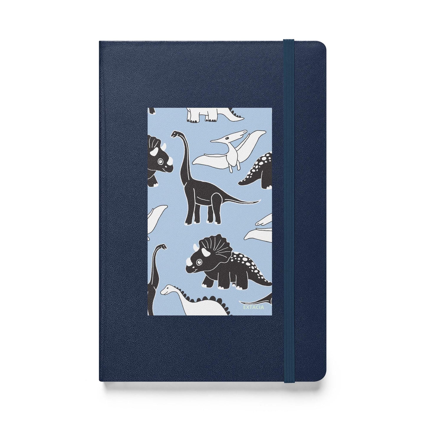 Carnet à couverture rigide vue de face, design minimal - bleu marine - A5 – Bleu dinosaures
