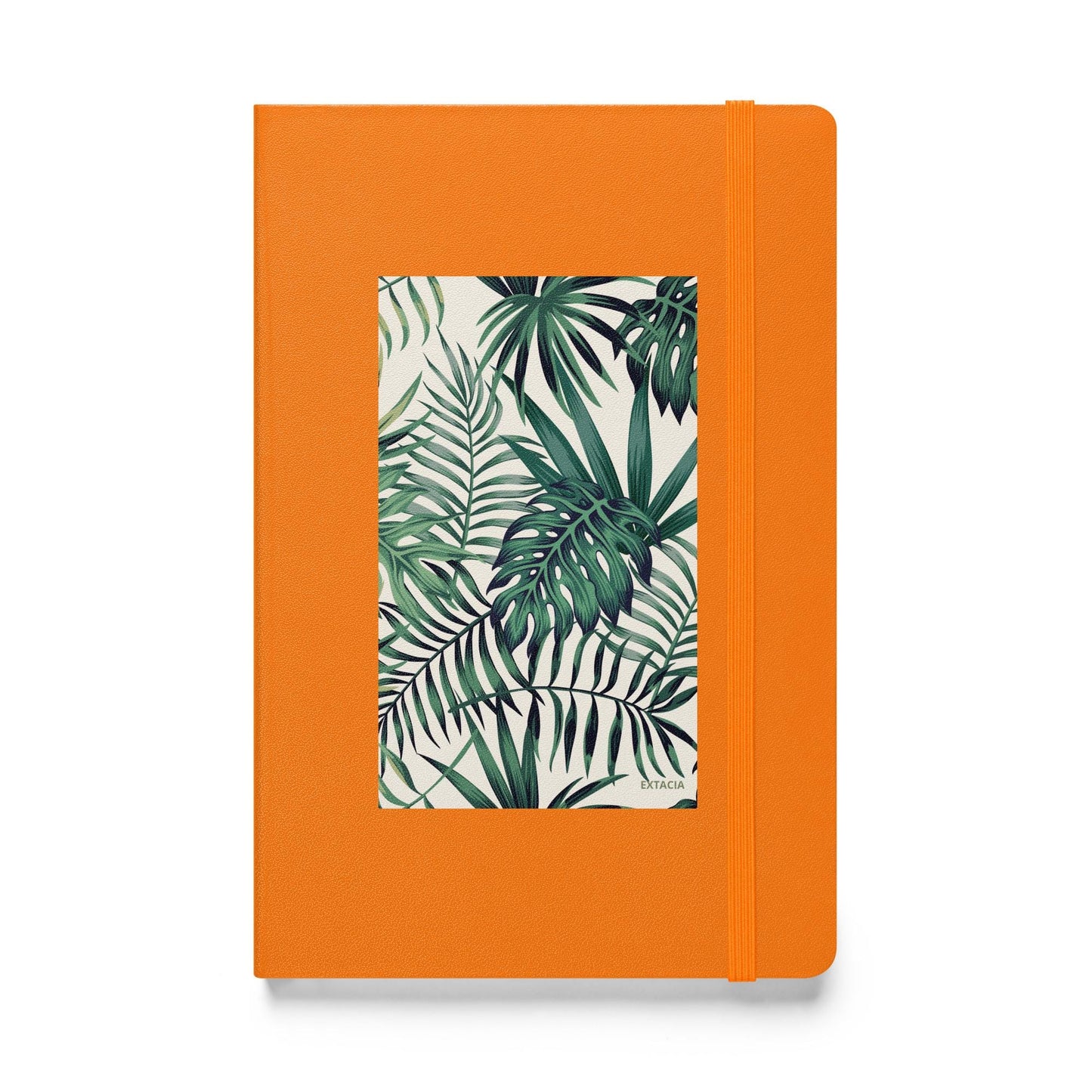 Carnet à couverture rigide vue de face, design minimal - orange - A5 – Nature tropicale - plante