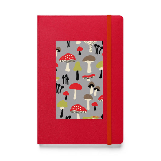 Carnet à couverture rigide vue de face, design minimal - rouge - A5 – forêt des champignons