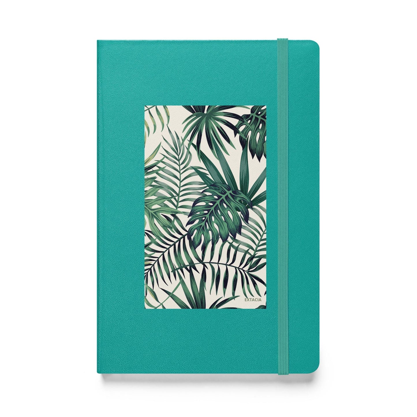 Carnet à couverture rigide vue de face, design minimal - turquoise - A5 – Nature tropicale - plante