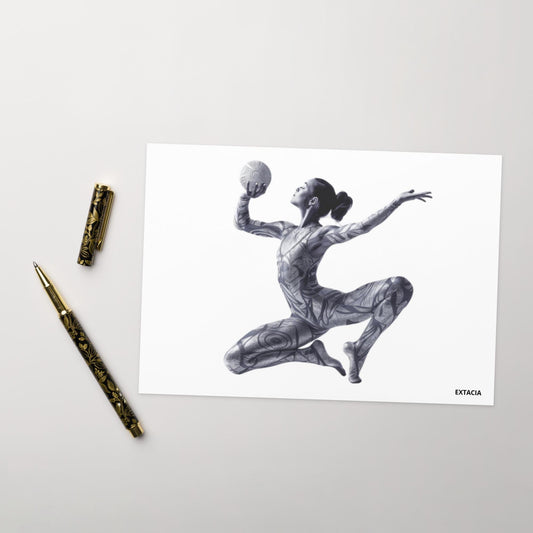 Carte de vœux A6 ILLUSTRATION GYMNASTE DANSEUSE  – vue de face, illustration style MINIMALISTE