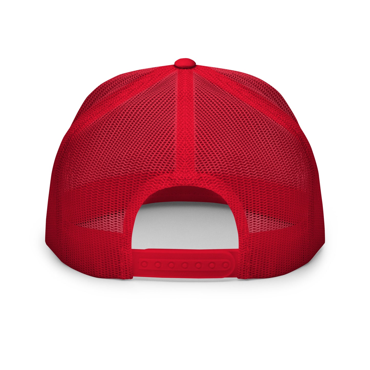 Casquette trucker  – vue de dos, réglage snapback - rouge blanc rouge motif brode coeur deja pris