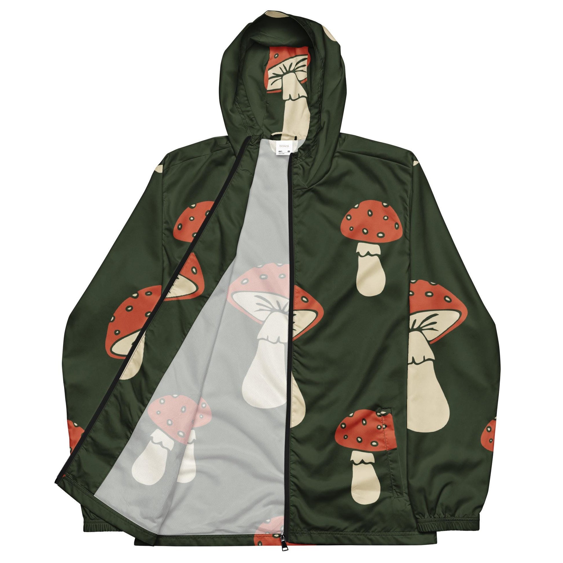 Détail du motif Vert champignon, Imprimé, tissu technique léger et respirant