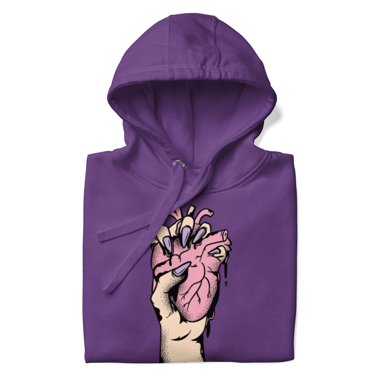 Détail du **motif imprimé** et trame coton, couture propre - pourpre – Coeur déjà pris, rose