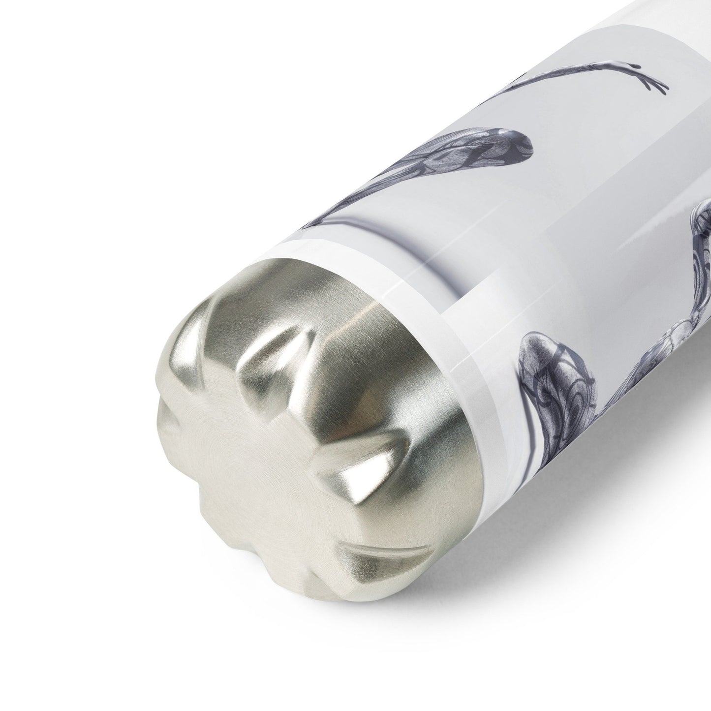 Gourde inox – vue 3/4, base antichoc/finition soignée - inspiration gymnaste danseuse