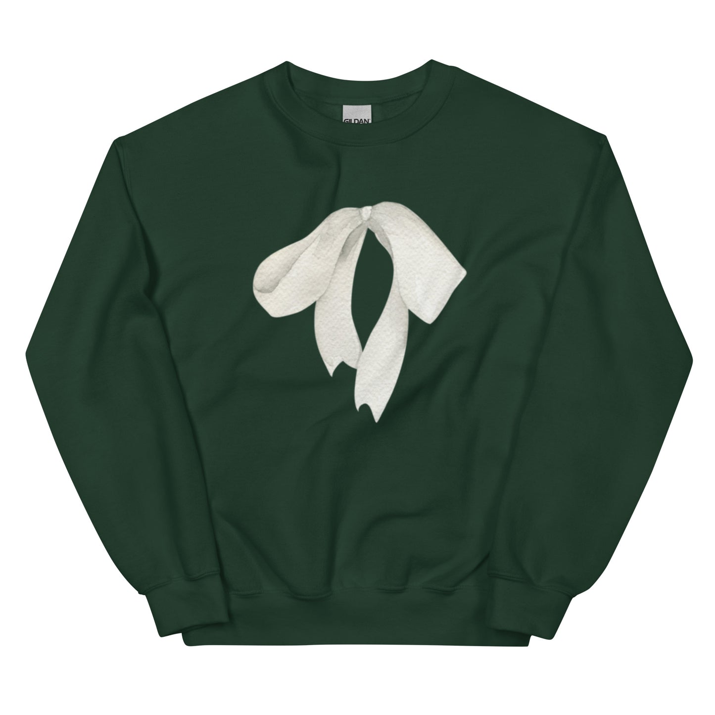 Gros plan impression et maille coton/polyester  - sweat femme motif imprimé "petit noeud" - vert sapin
