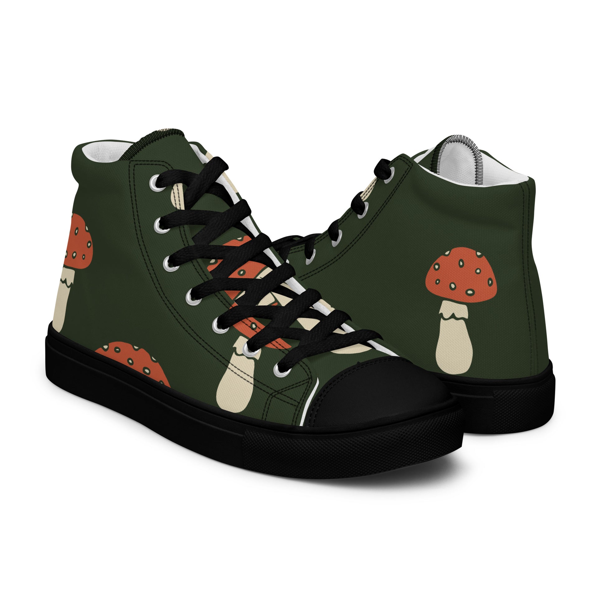 Gros plan matières et finitions, baskets montantes - Vert, imprimé - semelle noire, style Minimaliste