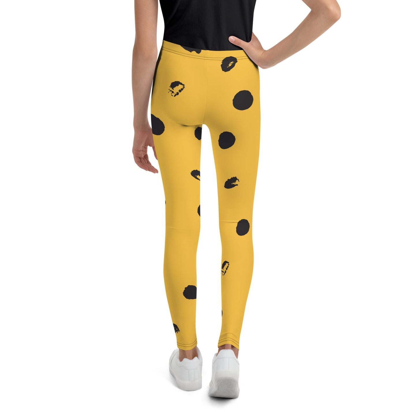 Legging fille ado - jaune et noir imprimé animal minimaliste – vue de dos, finitions propres