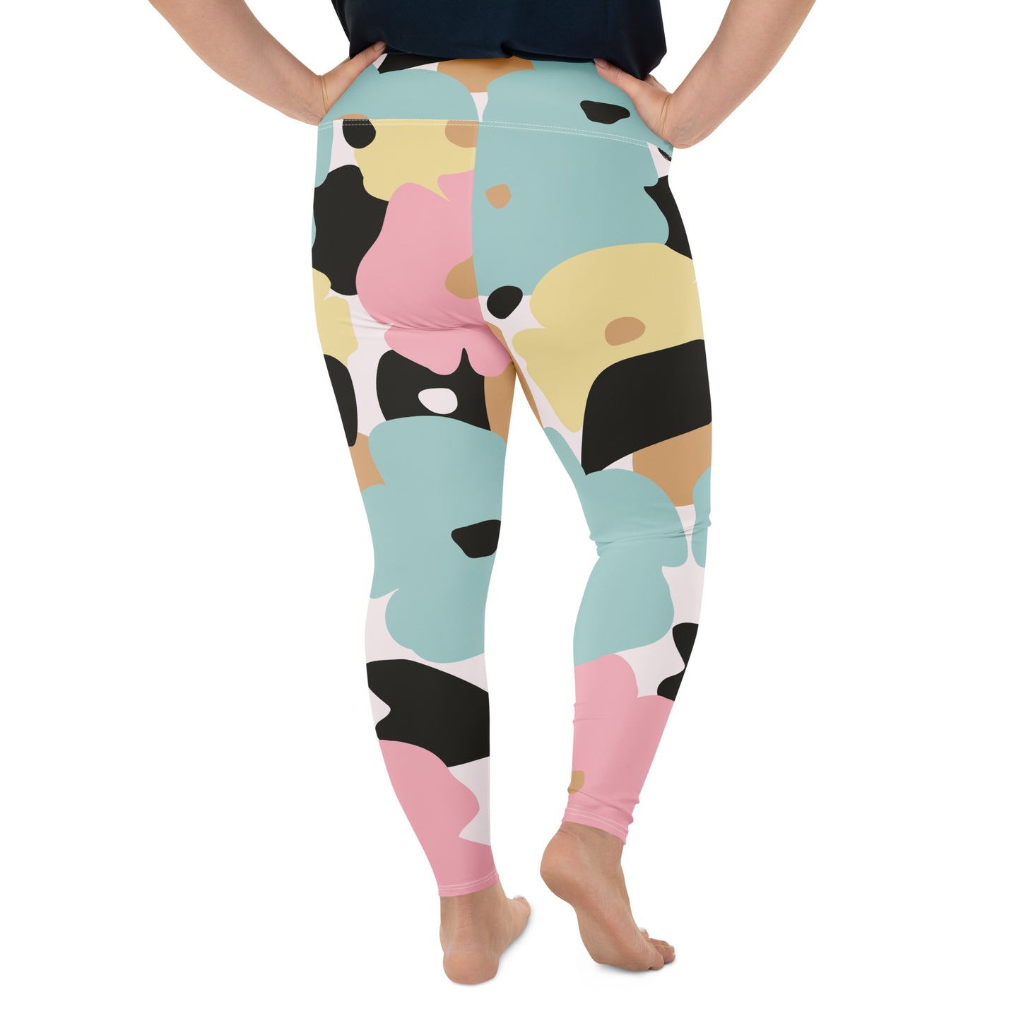 Legging grande taille femme - oversize – fleuri, pastel – vue de dos, finitions propres
