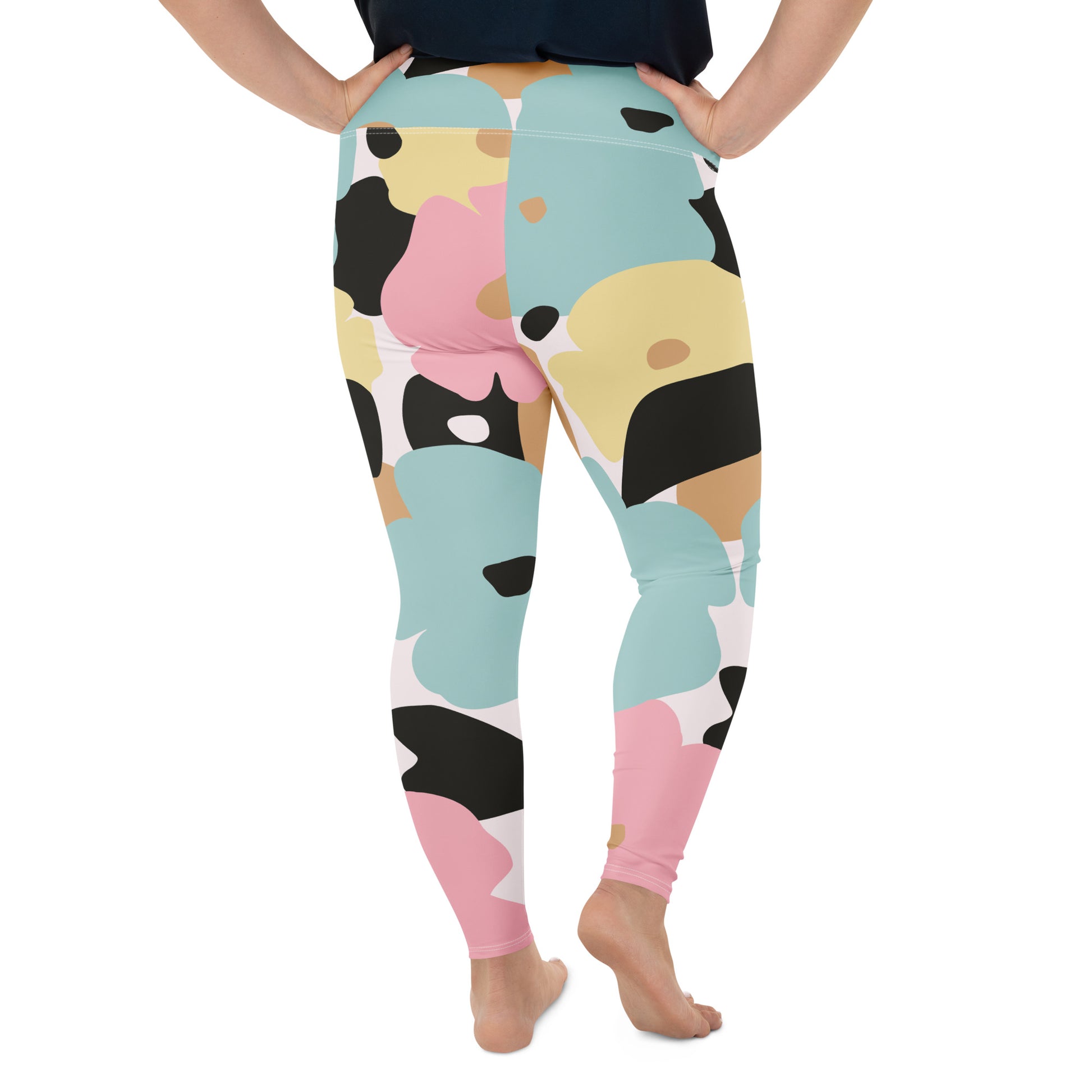 Legging grande taille femme - oversize – fleuri, pastel – vue de dos, finitions propres