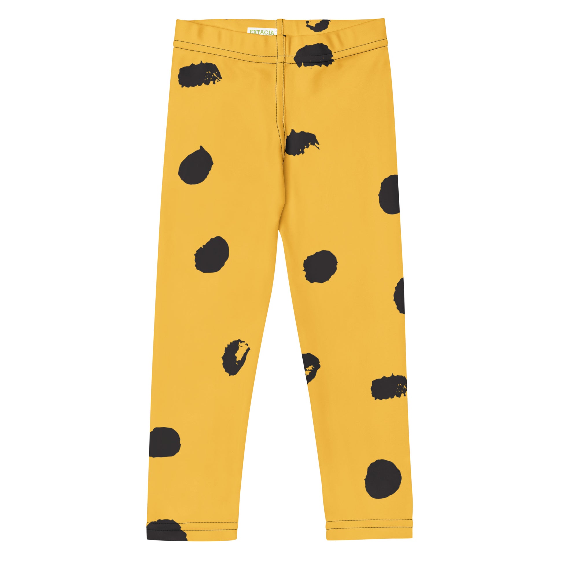 Leggings petite fille – Ourlets et coutures, leggings - jaune et noir - motif gymnaste danseuse