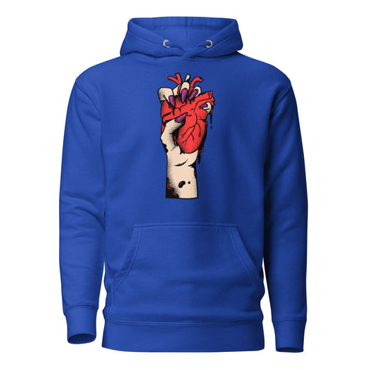 Sweat à capuche homme - 100 % coton – vue de face, coupe confortable - bleu  – Coeur déjà pris, rouge