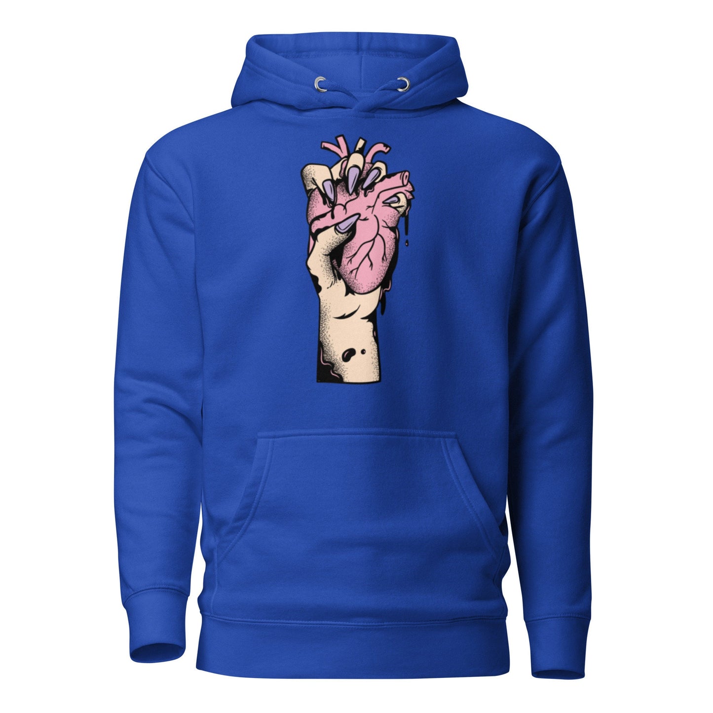 Sweat à capuche homme - 100 % coton – vue de face, coupe confortable - bleu royal  – Coeur déjà pris, rose