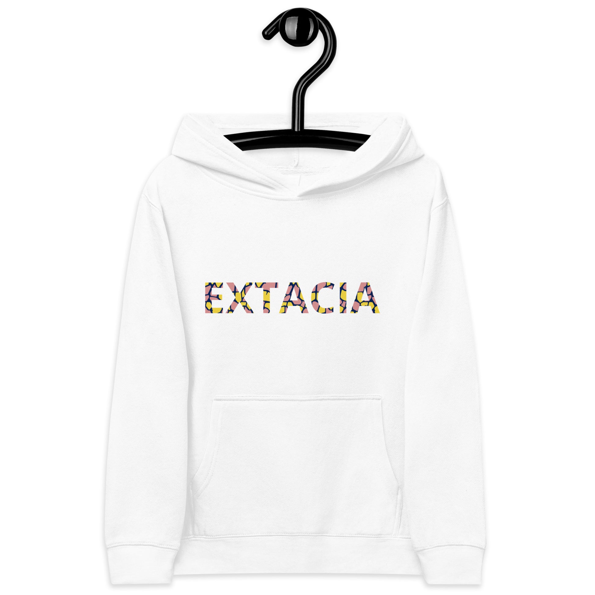 Sweat à capuche petite fille - Jaune & Kaki - motif gymnaste danseuse - blanc - coton-mélange motif imprimé – 	Détail motif imprimé poitrine sweat petite fille ExtaciaFrance