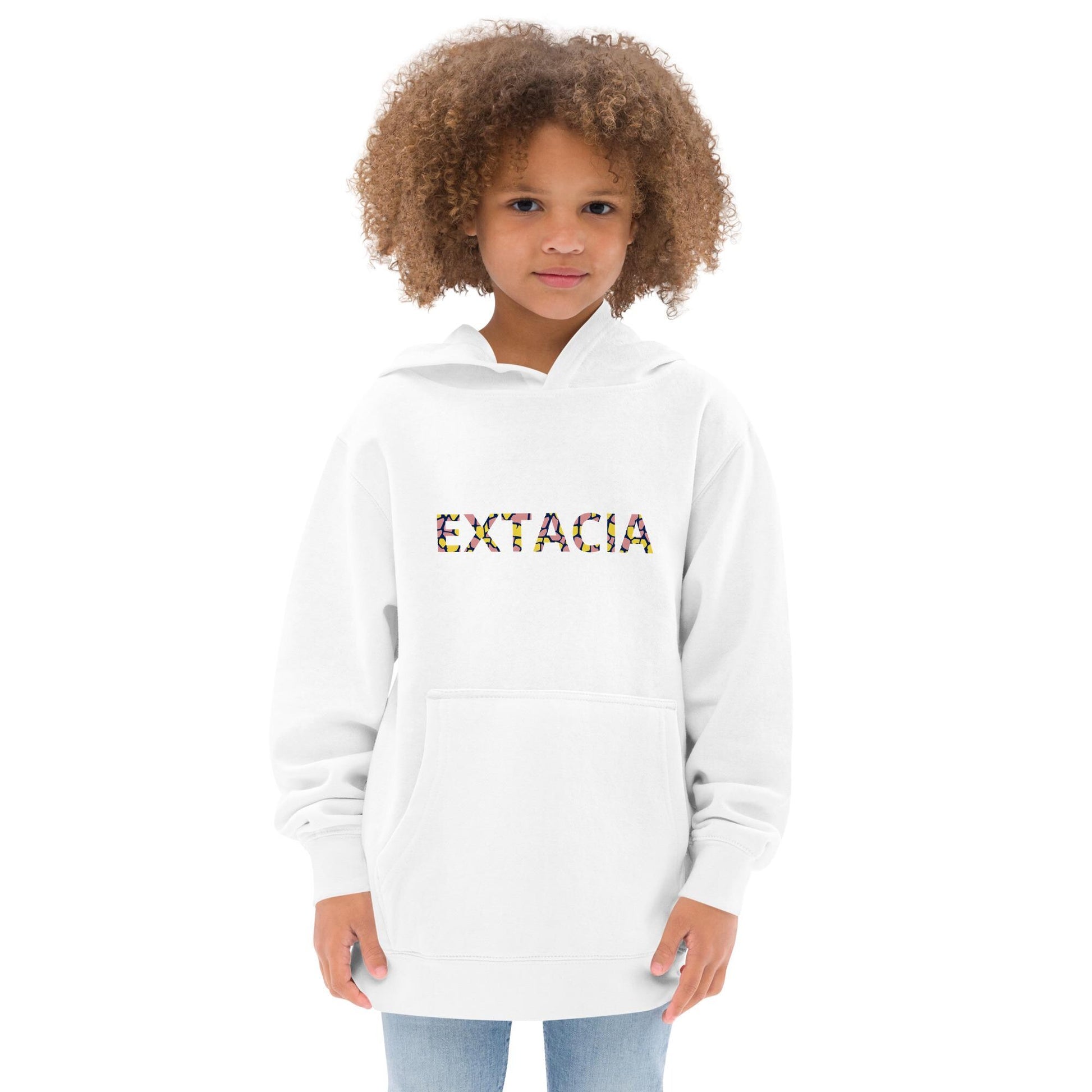Sweat à capuche petite fille - Jaune & Kaki - motif gymnaste danseuse - blanc - coton-mélange motif imprimé – Enfant portant le sweat à capuche petite fille – style cocooning et hiver chaleureux