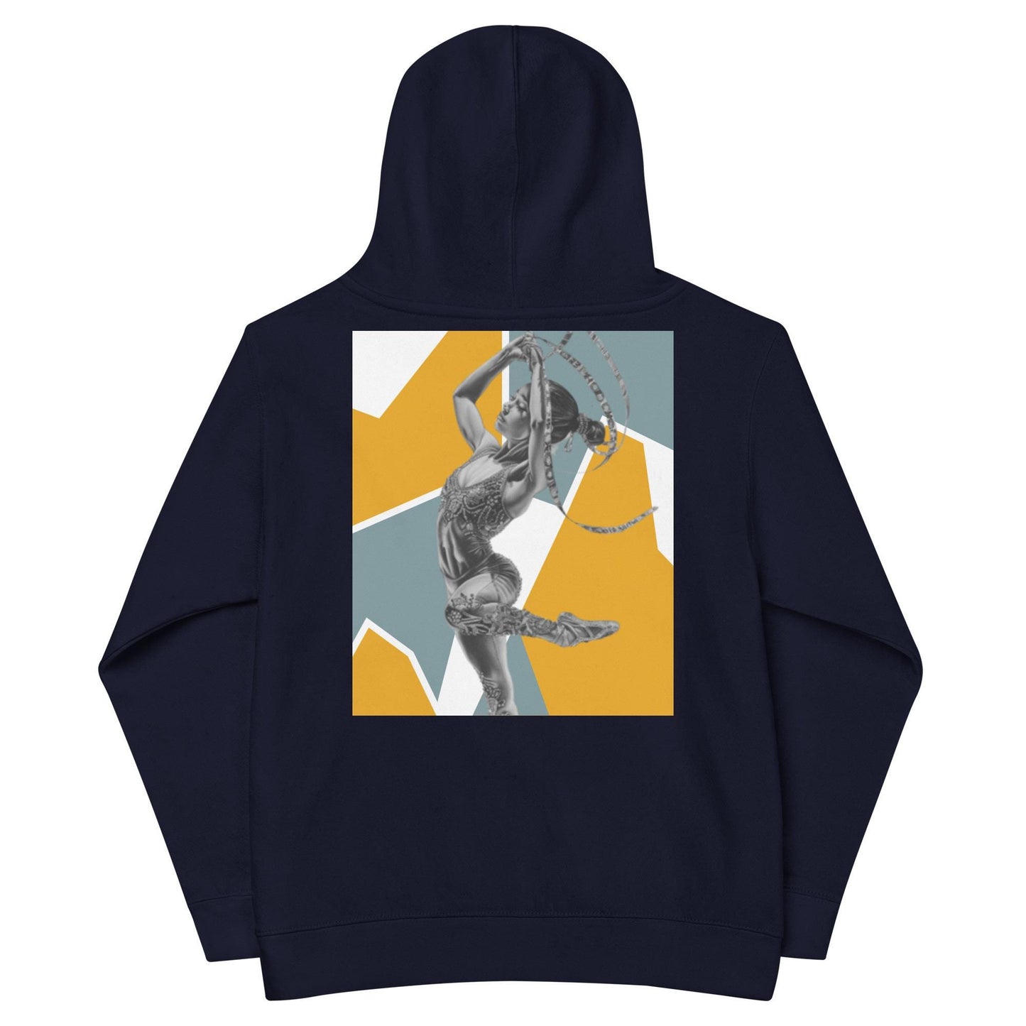 Sweat à capuche petite fille - Jaune & Kaki - motif gymnaste danseuse -  bleu marine - coton-mélange motif imprimé – dos, maille serrée et finitions côtelées
