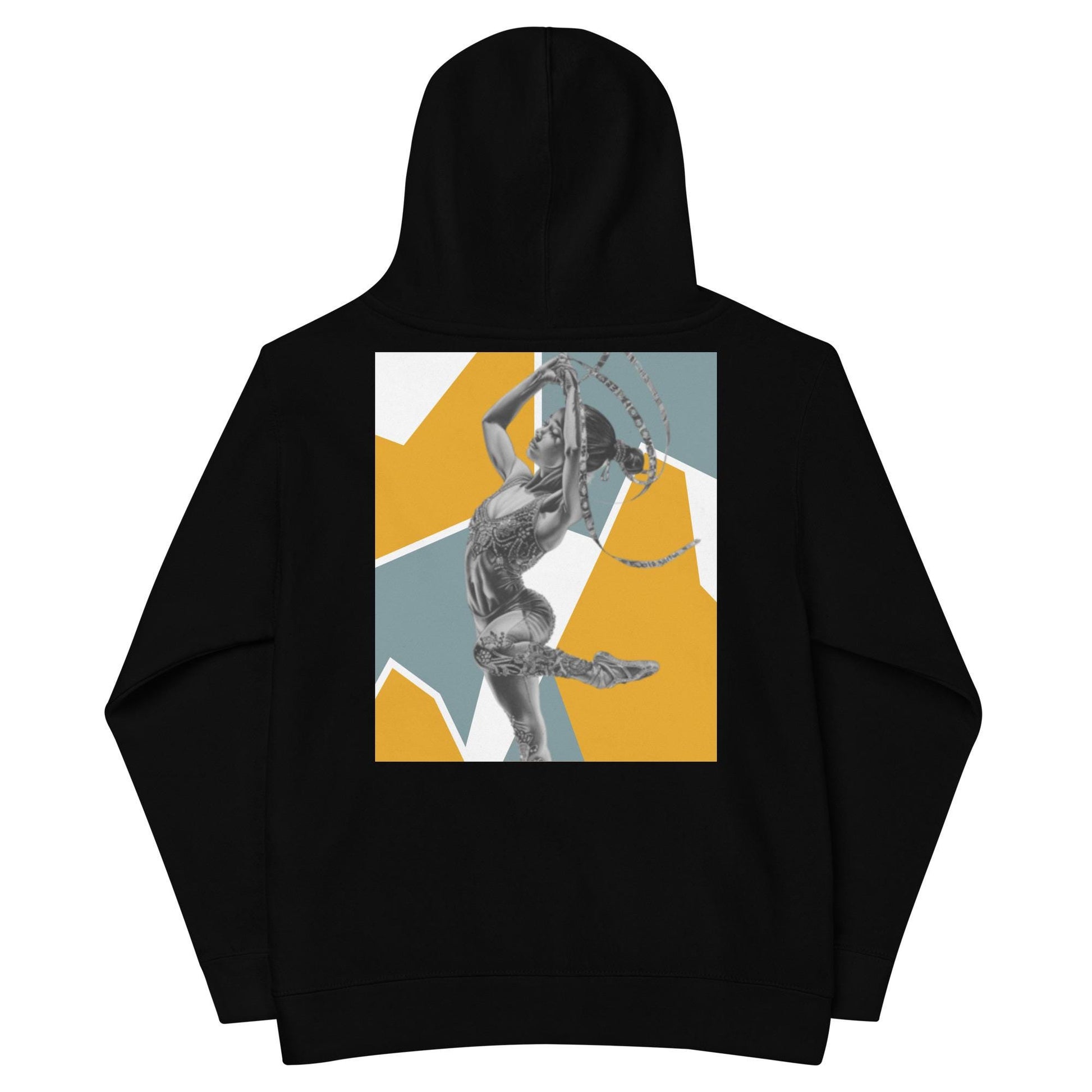 Sweat à capuche petite fille - Jaune & Kaki - motif gymnaste danseuse -  noir - coton-mélange motif imprimé – dos, maille serrée et finitions côtelées