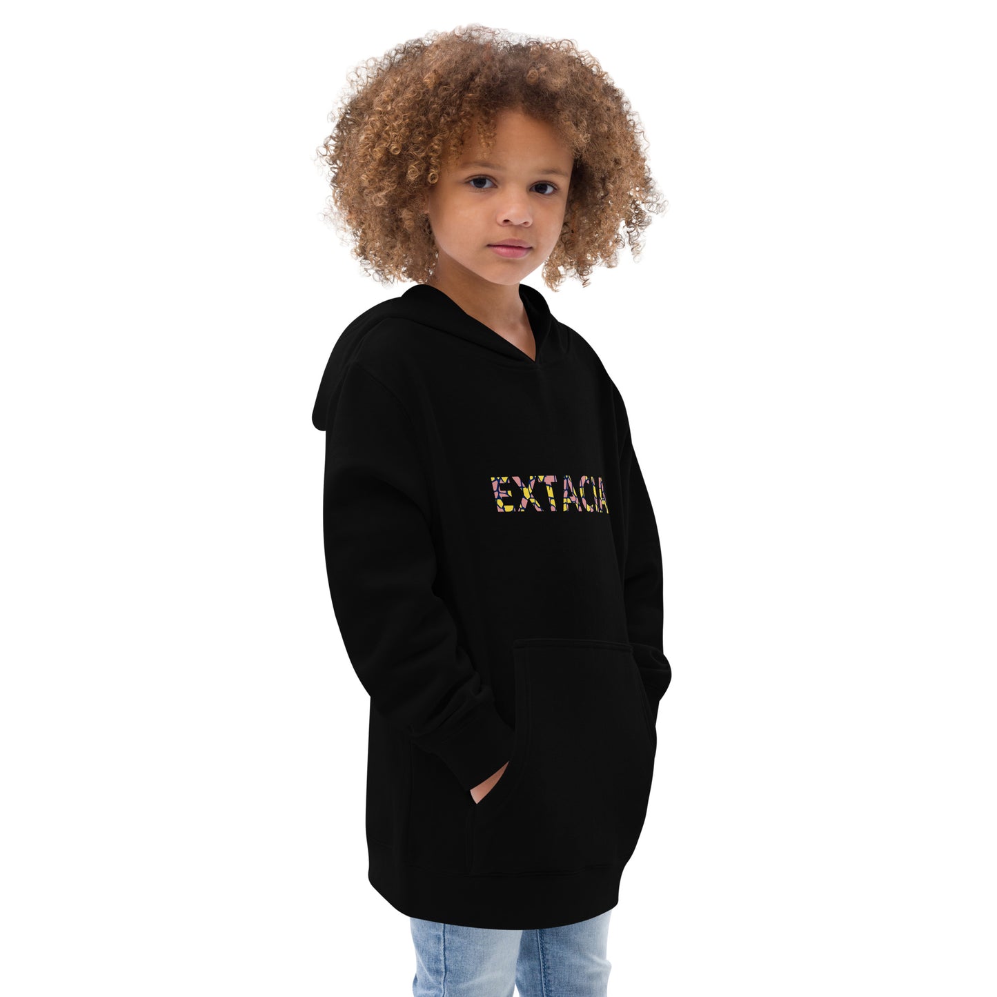 Sweat à capuche petite fille - Jaune & Kaki - motif gymnaste danseuse - noir - coton-mélange motif imprimé – profil, capuche doublée et coupe confortable ExtaciaFrancex