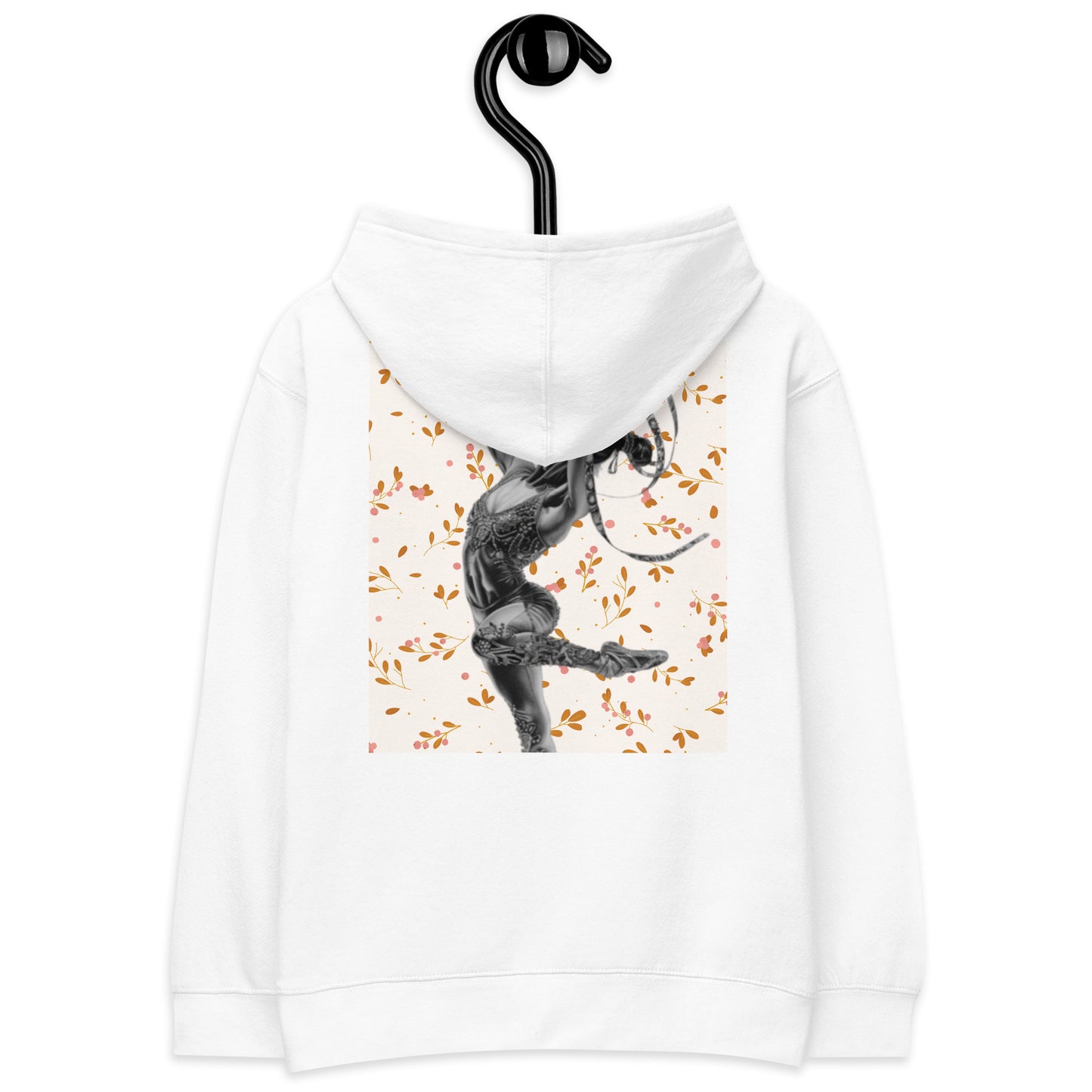 Sweat à capuche petite fille - fleurs du printemps - motif gymnaste danseuse -  blanc - coton-mélange motif imprimé – Détail motif imprimé dos sweat petite fille ExtaciaFrance