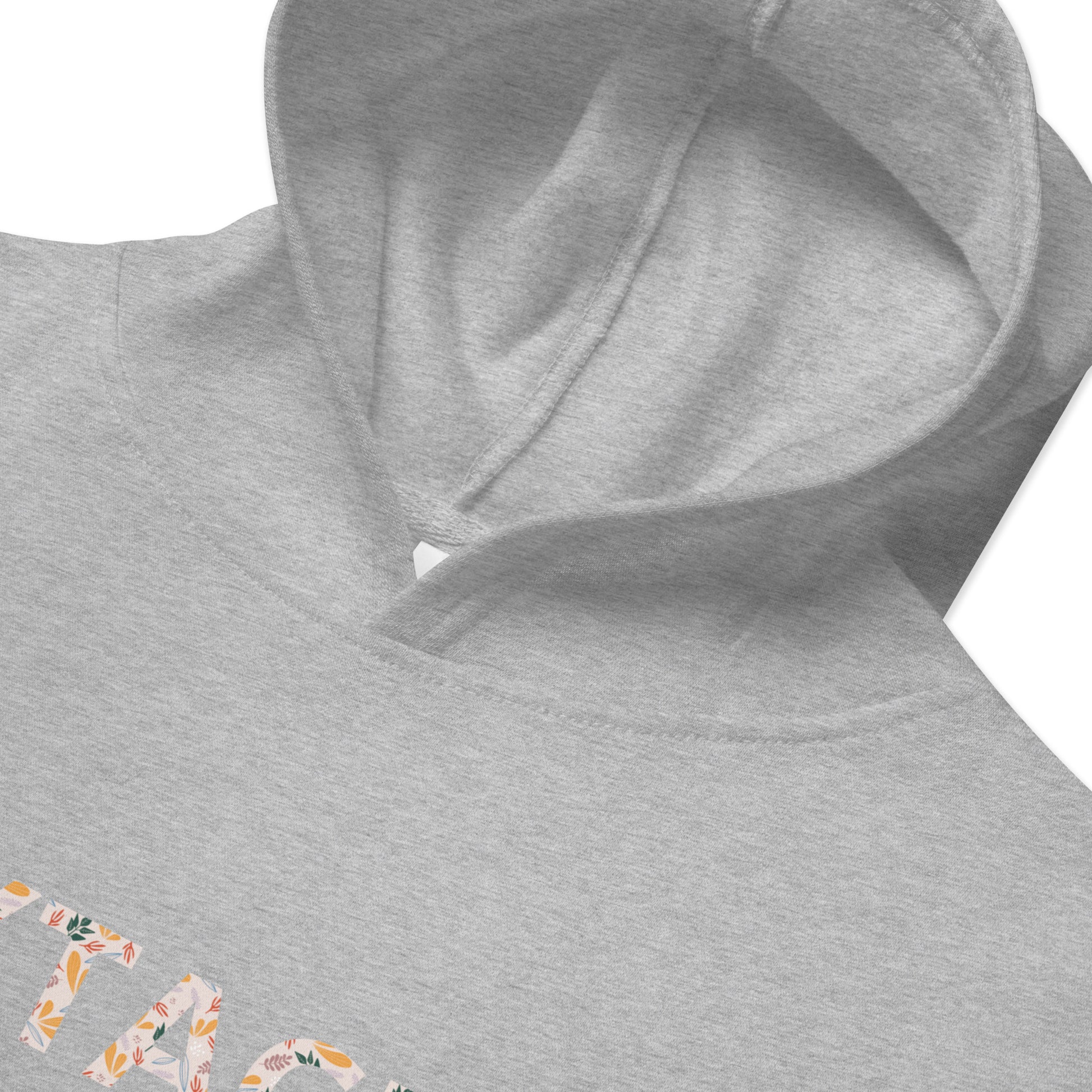 Sweat à capuche petite fille - fleurs du printemps - motif gymnaste danseuse -  gris - coton-mélange motif imprimé – Zoom capuche et poignets – sweat à capuche petite fille coton-mélange ExtaciaFrance