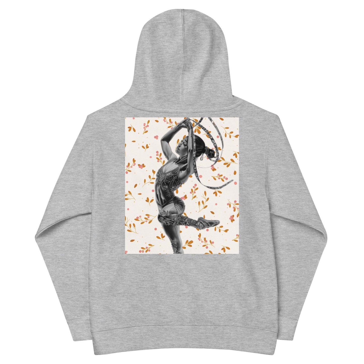 Sweat à capuche petite fille - fleurs du printemps - motif gymnaste danseuse -  gris - coton-mélange motif imprimé – dos, maille serrée et finitions côtelées