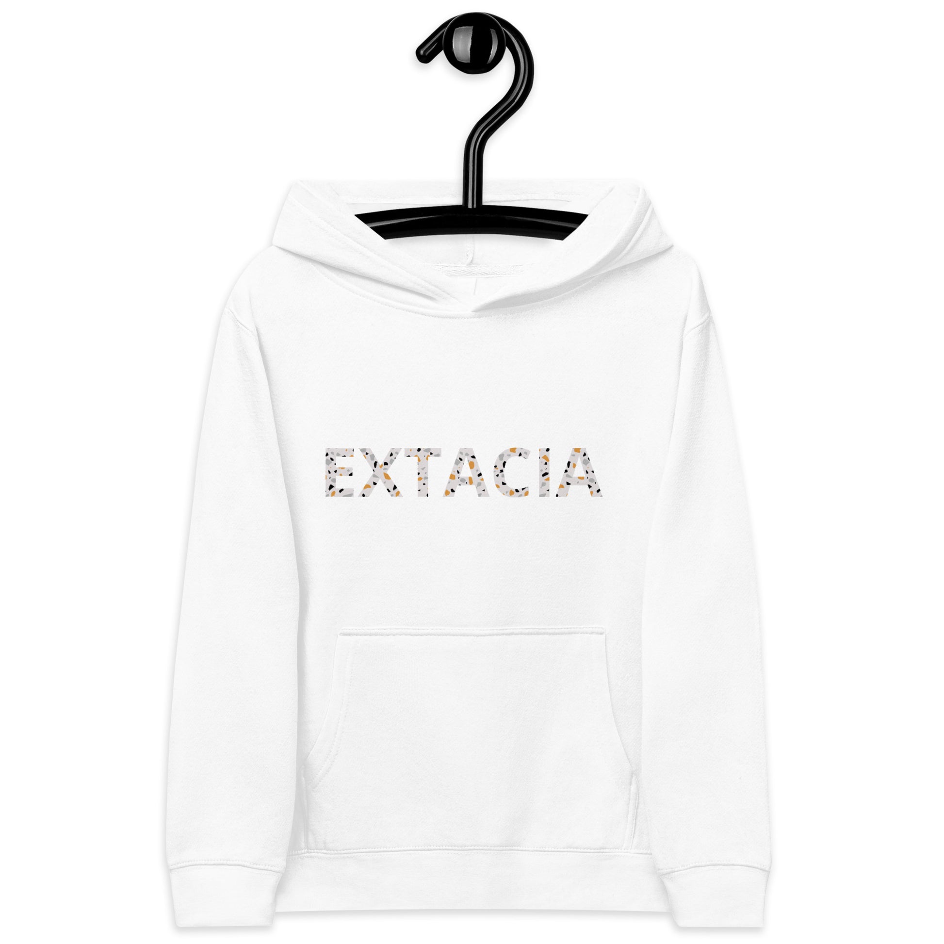 Sweat à capuche petite fille - granite - motif gymnaste danseuse - blanc - coton-mélange motif imprimé – 	Détail motif imprimé poitrine sweat petite fille ExtaciaFrance